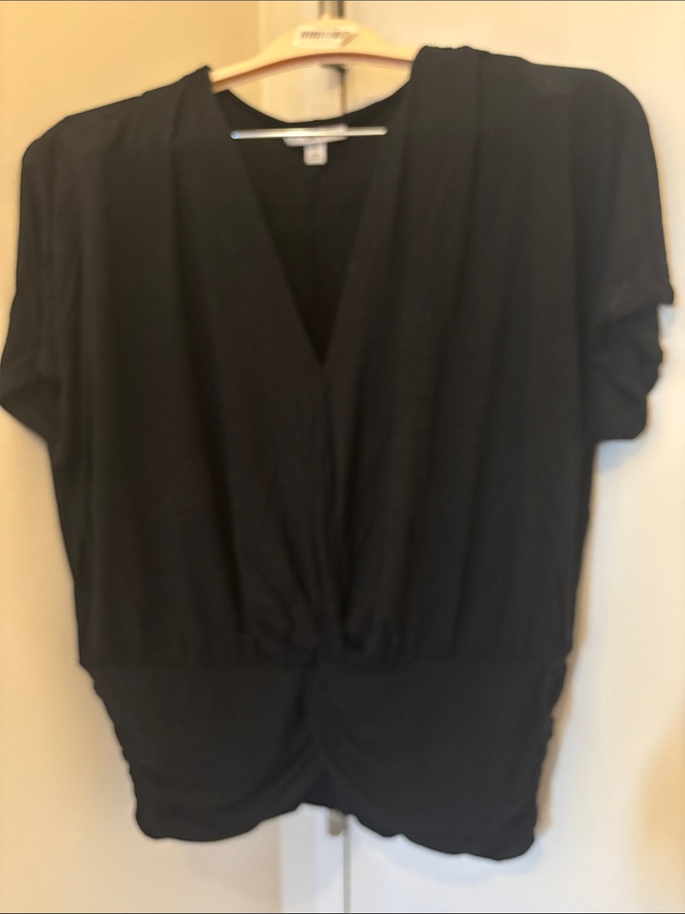 Bar III Black V-Neck Twist-Front Blouse